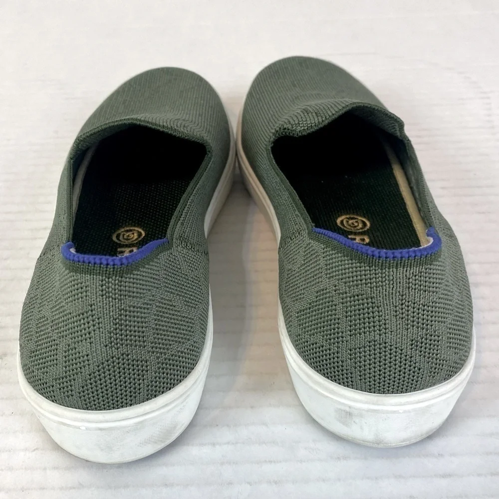 Rothy’s Safari Green Textured Print Slip On Sneakers Size 8